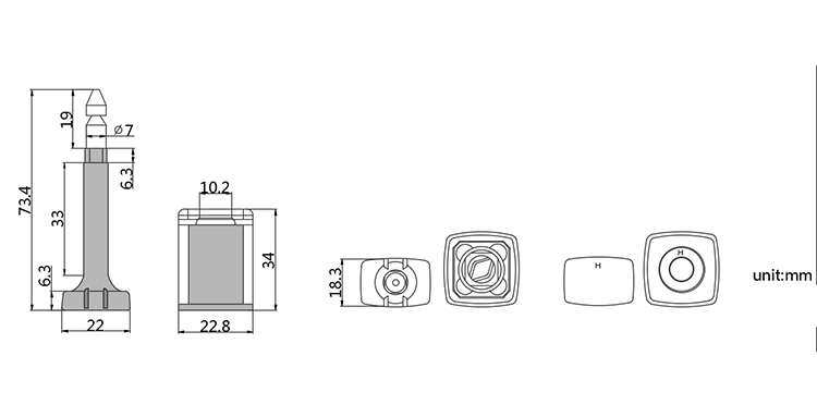 B406 bolt seal for container CAD