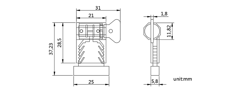 Plastic twist lock gas meter lock wire lead seal CAD